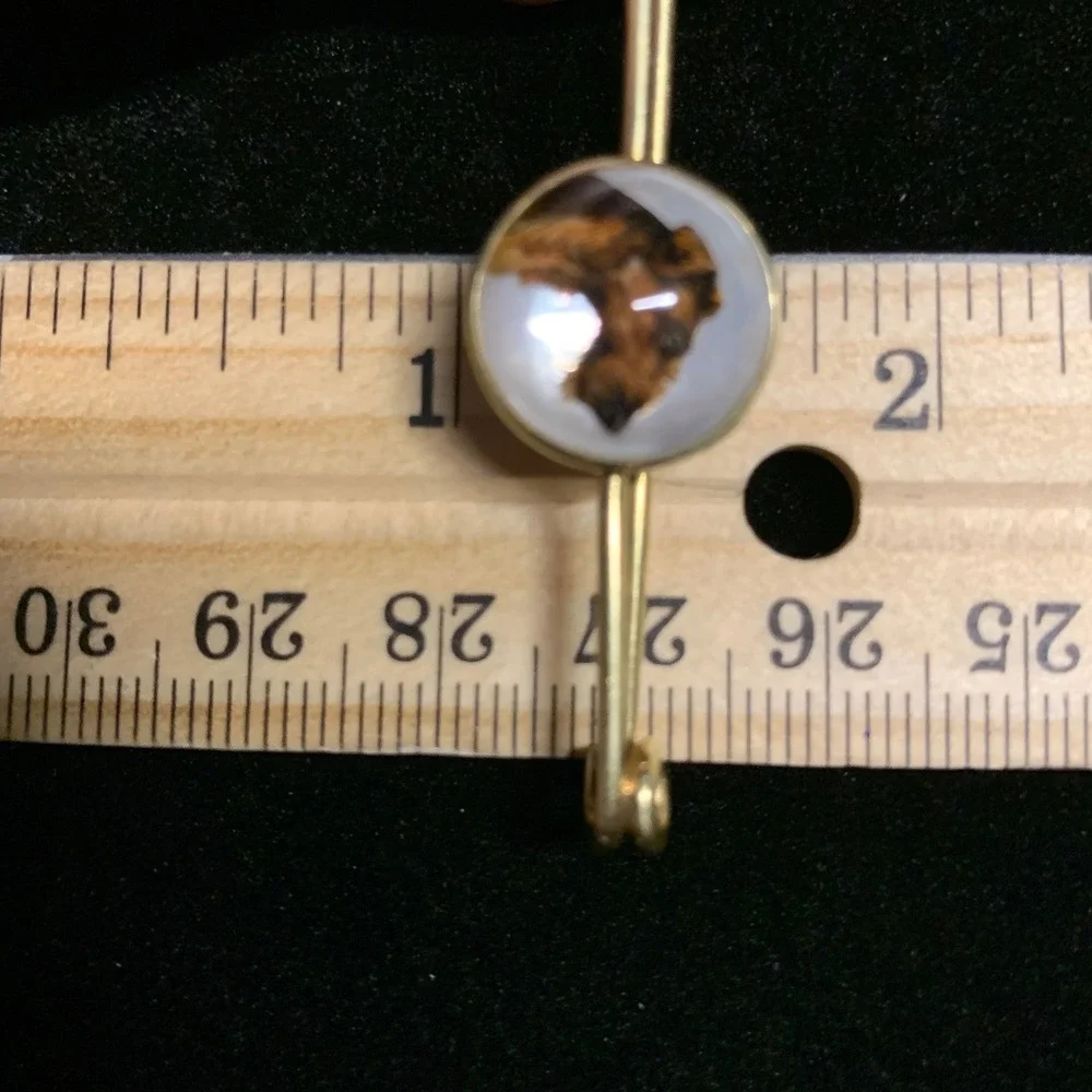 Antique 14K Gold Essex Crystal Airedale Terrier Dog Reverse Intaglio Bar Pin